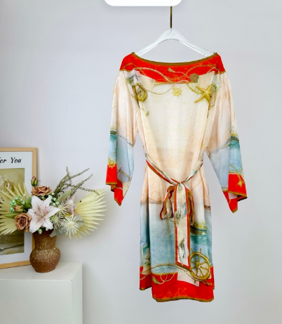 ZIM* Silk Loose-Fit Long-Sleeve Mini Dress