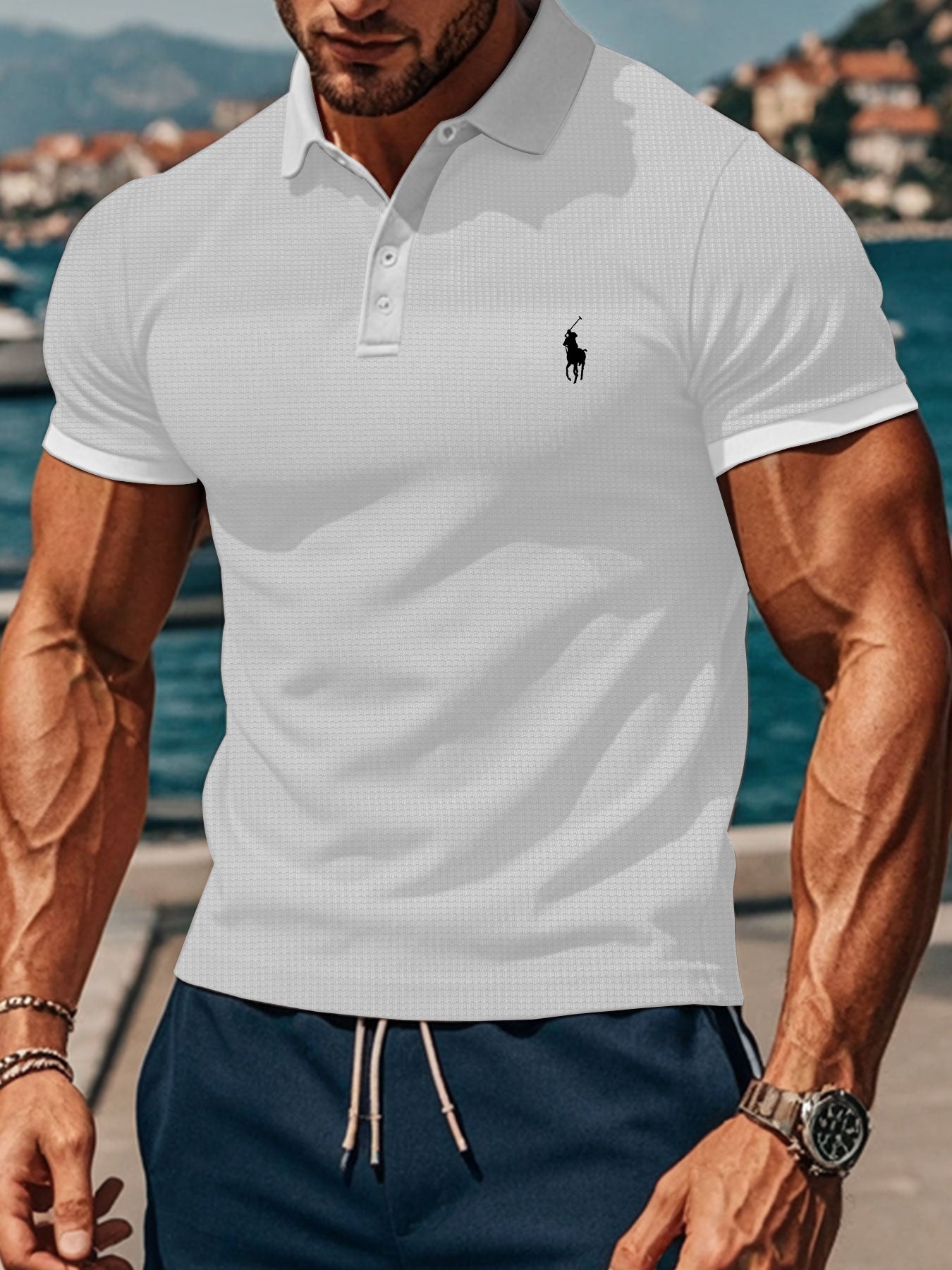Men's Waffle Polo Shirt