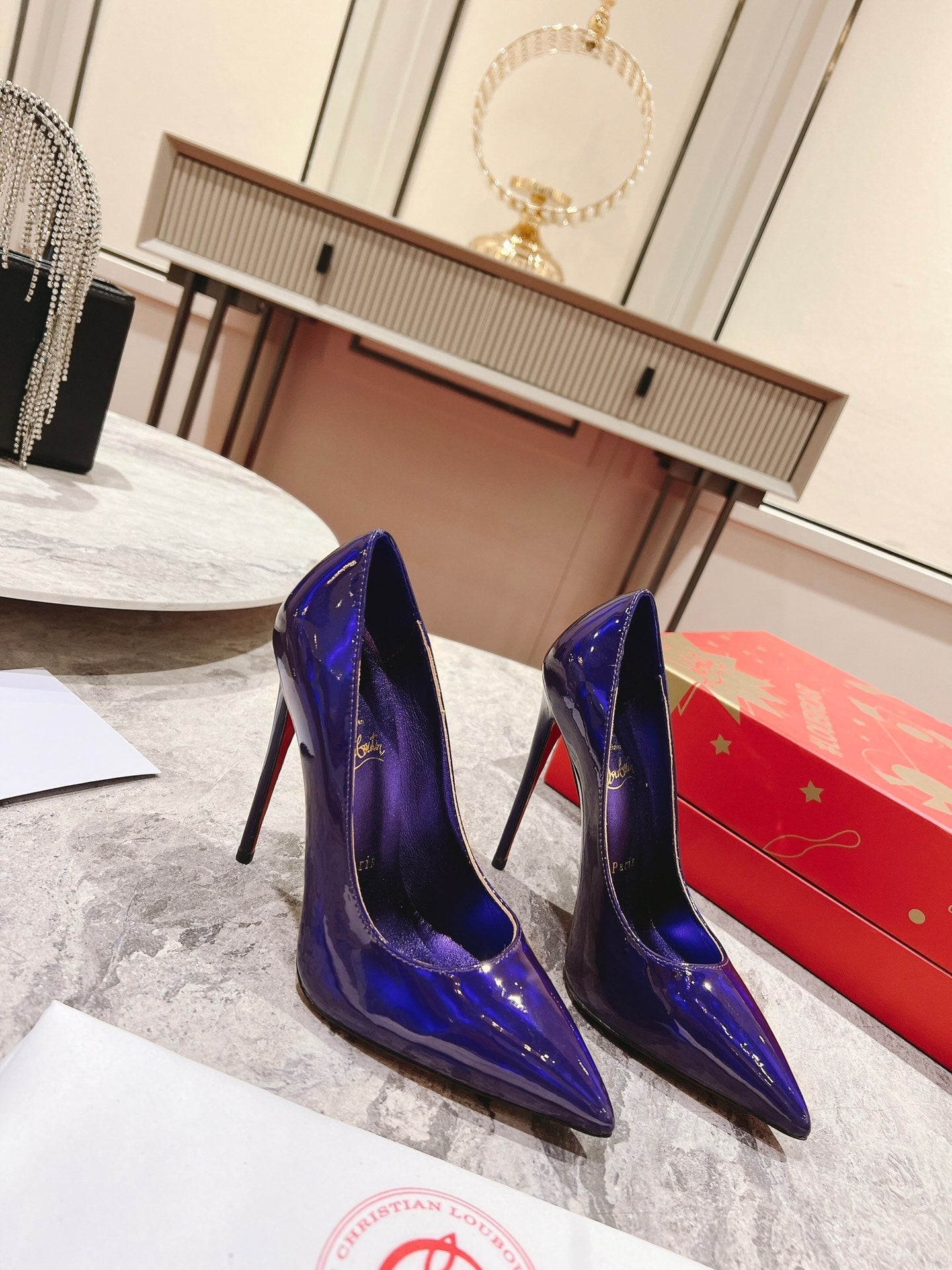 CL* 24 new electric purple shiny high heels 1:1 VIP