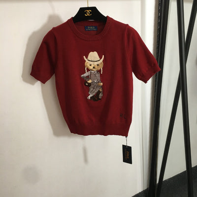 Ralph Lauren* Bear Embroidered Short Sleeve Sweater