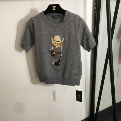 Ralph Lauren* Bear Embroidered Short Sleeve Sweater