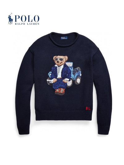 Ralph Laur* bear embroidered sweater