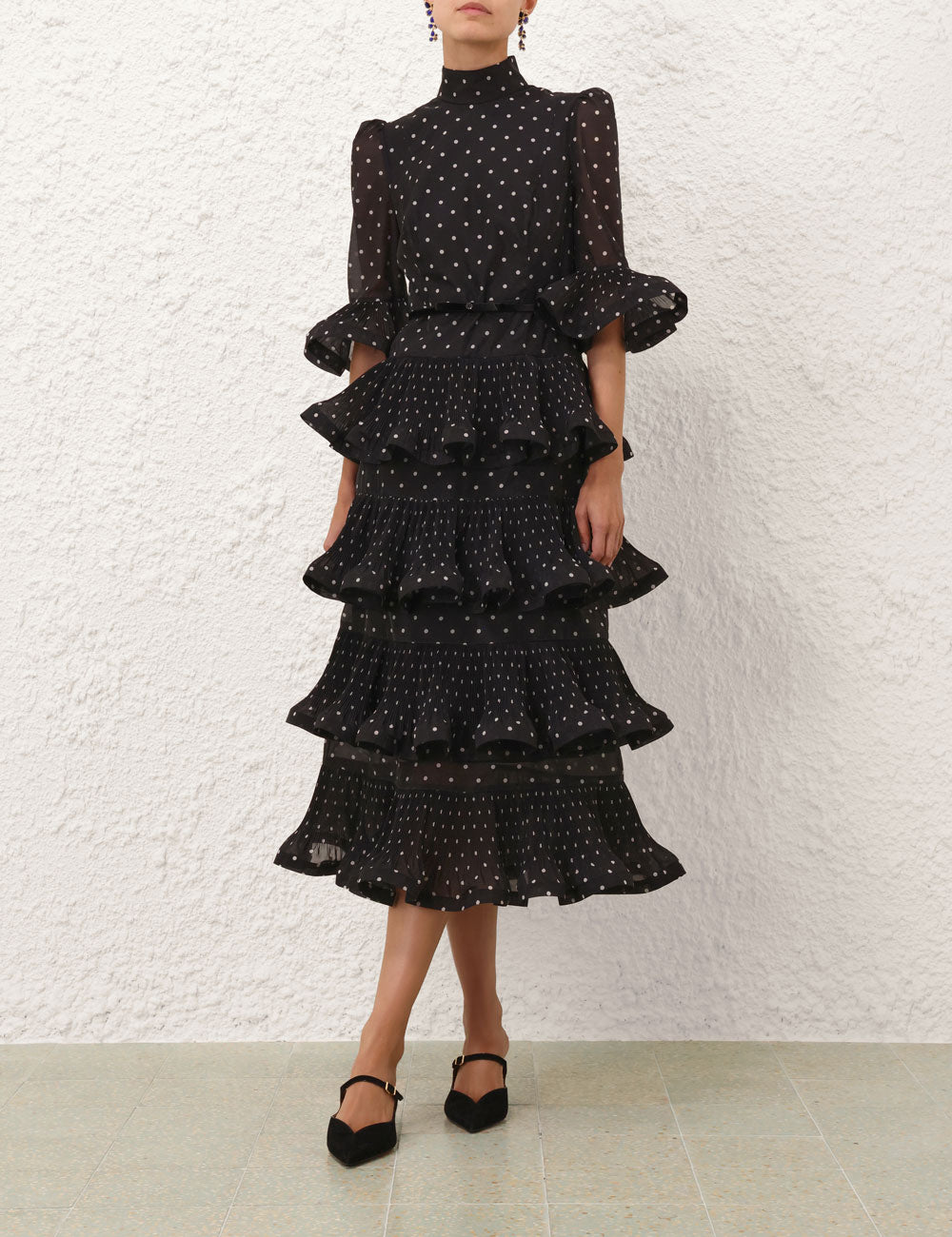 ZIM* Pleated Tiered Dress
