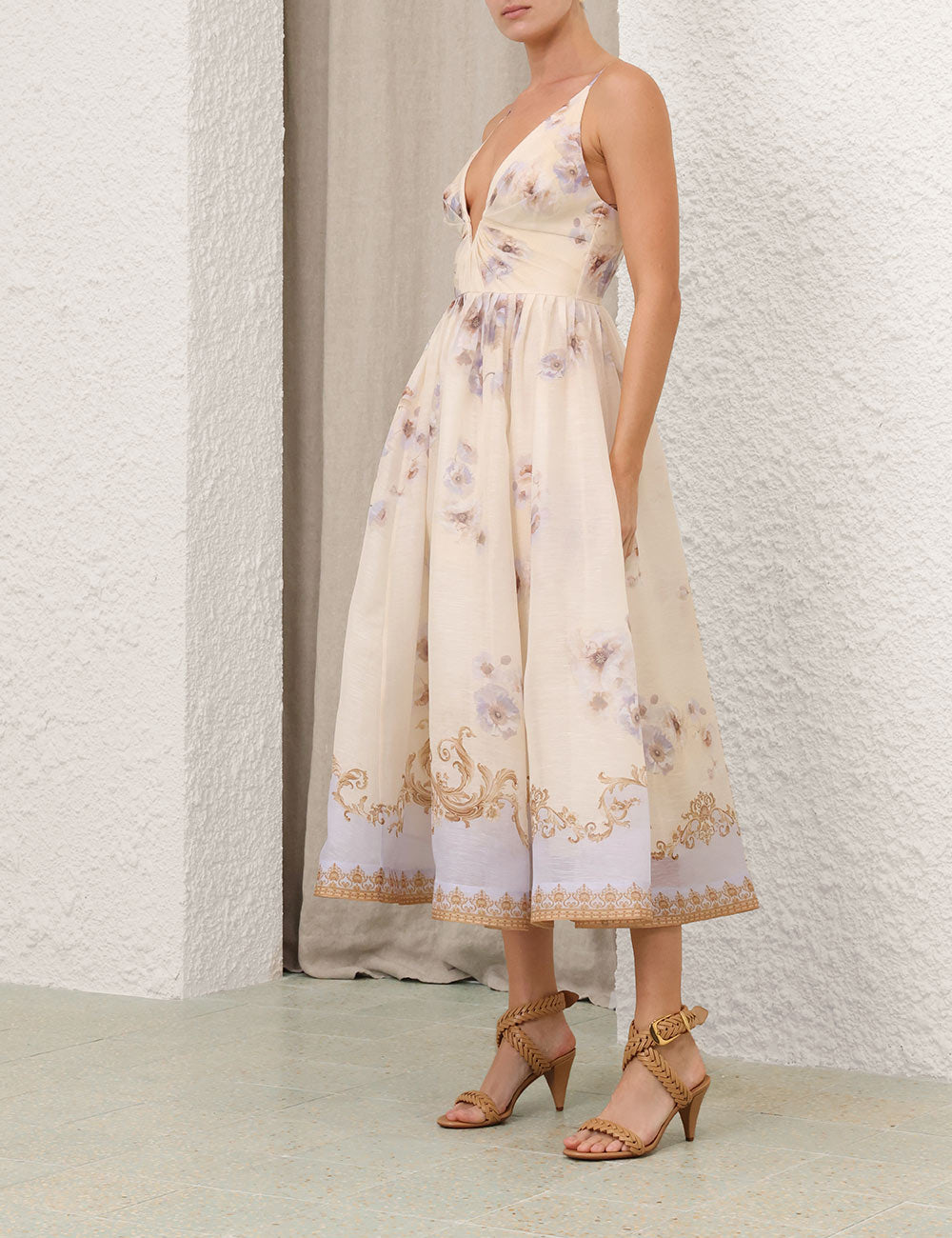 ZIM* V-neck long slip dress