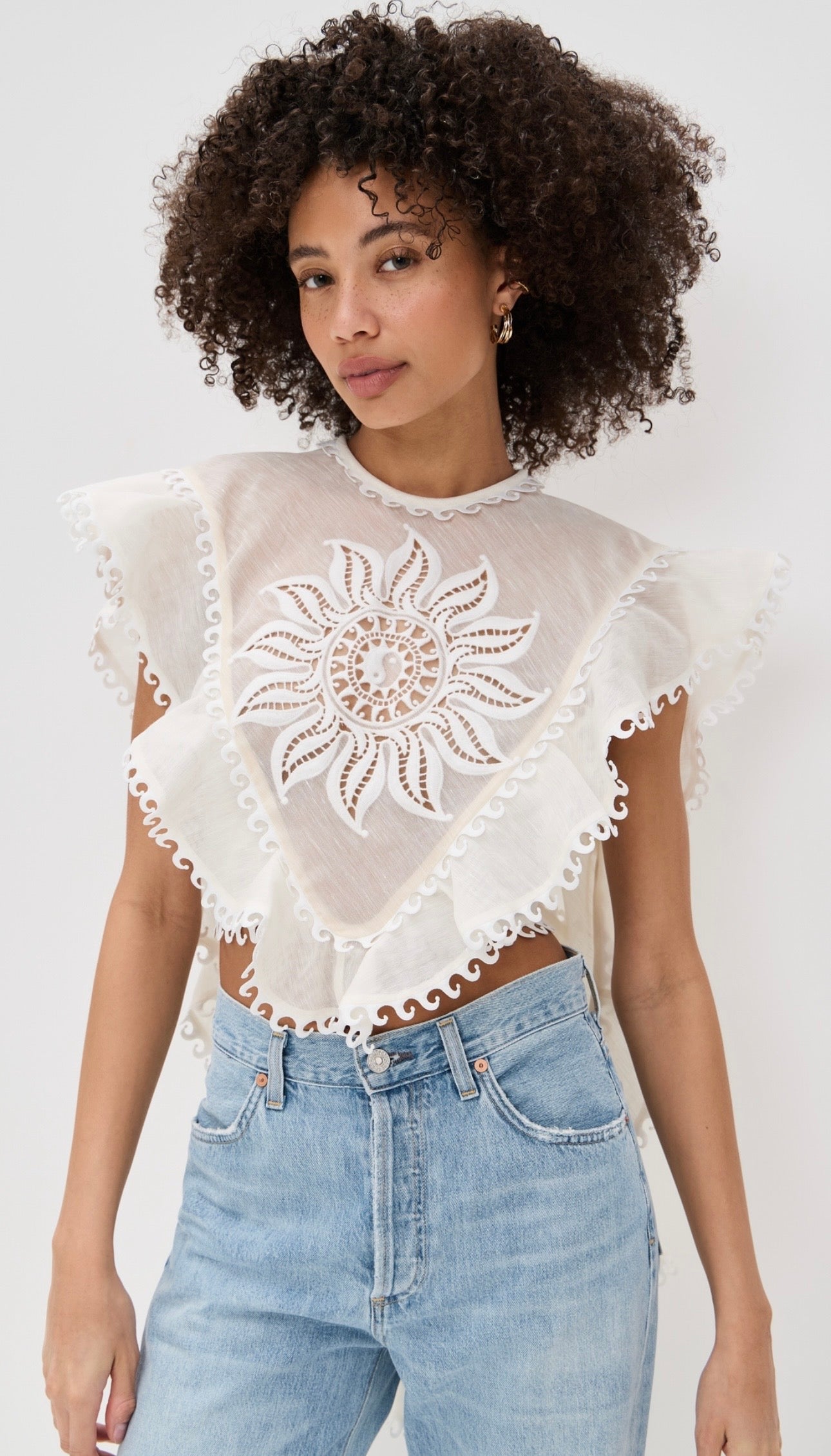 ZIM* Ruffled Ruffle Embroidered Pattern Dress