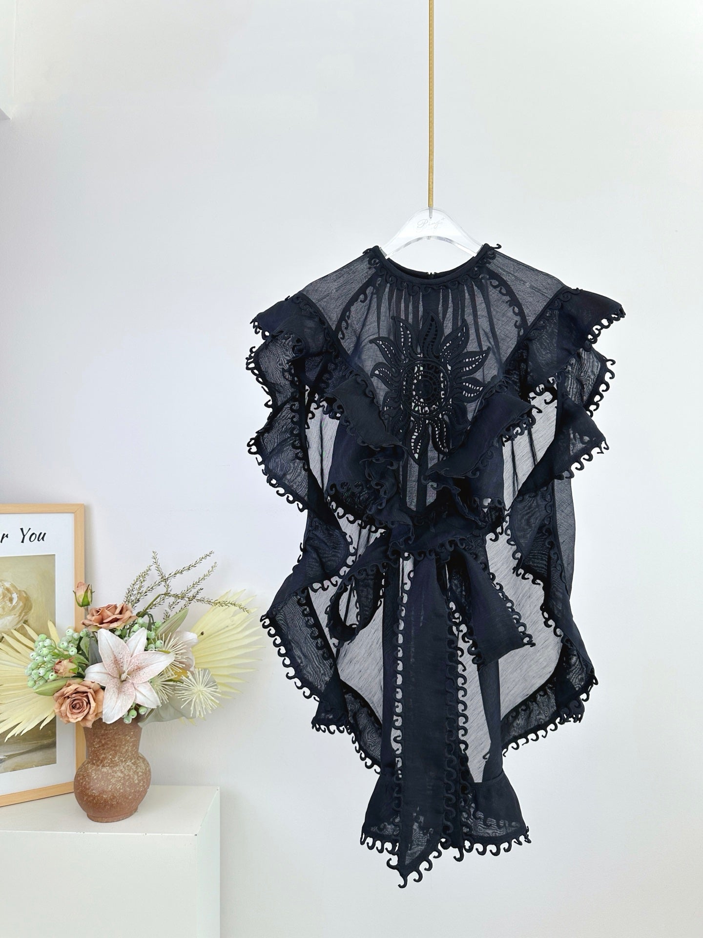 ZIM* Ruffled Ruffle Embroidered Pattern Dress