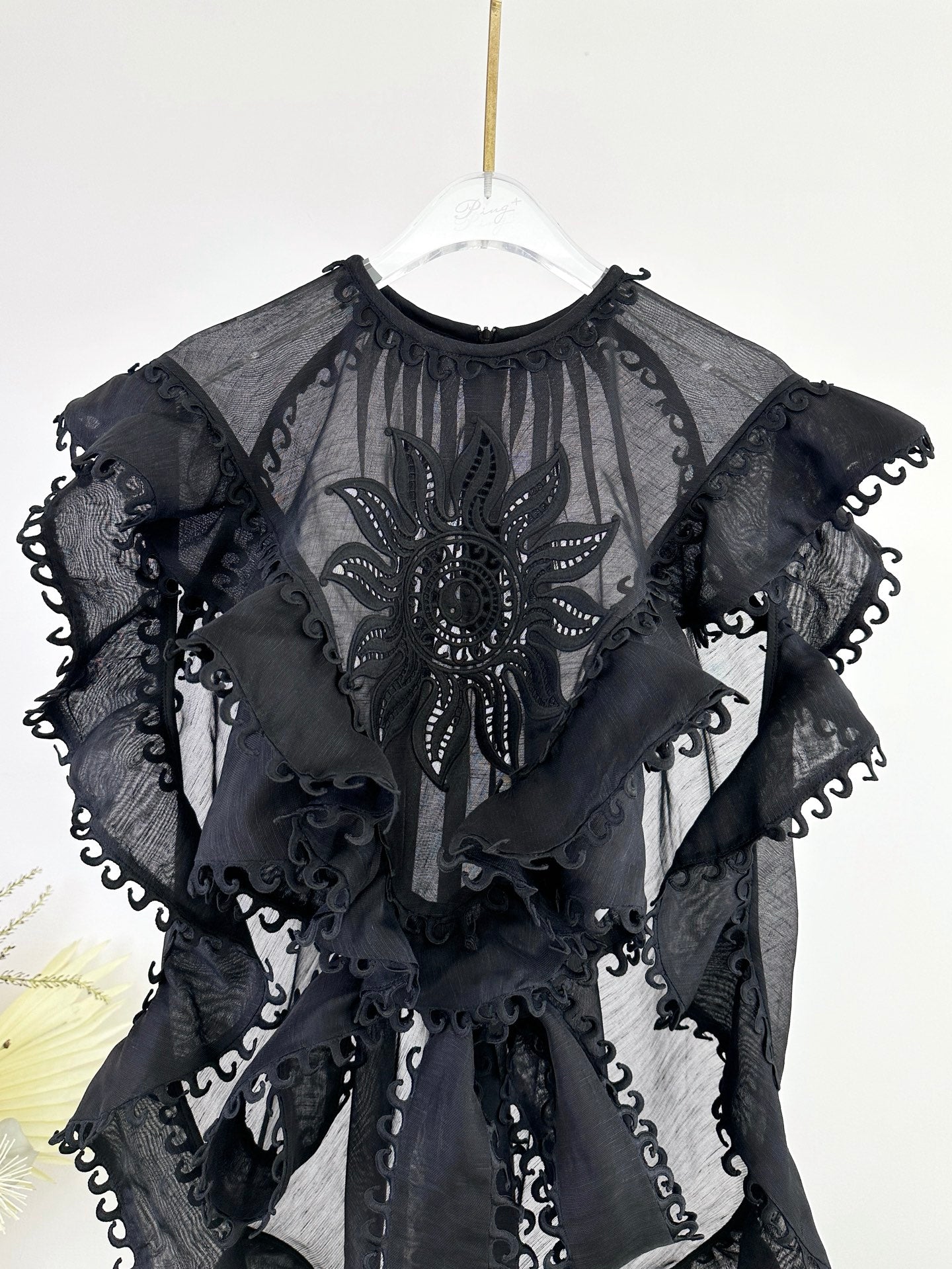 ZIM* Ruffled Ruffle Embroidered Pattern Dress