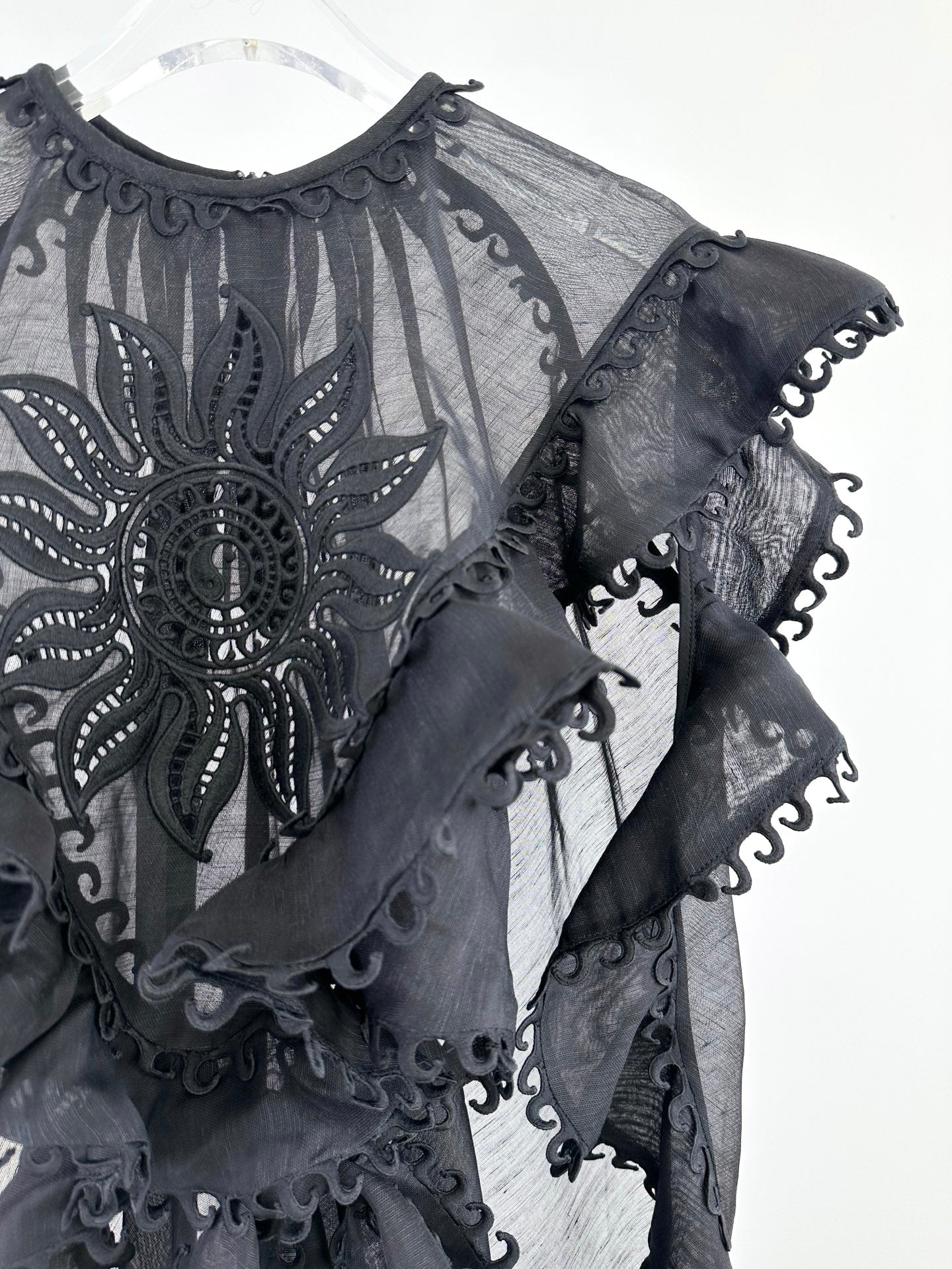 ZIM* Ruffled Ruffle Embroidered Pattern Dress