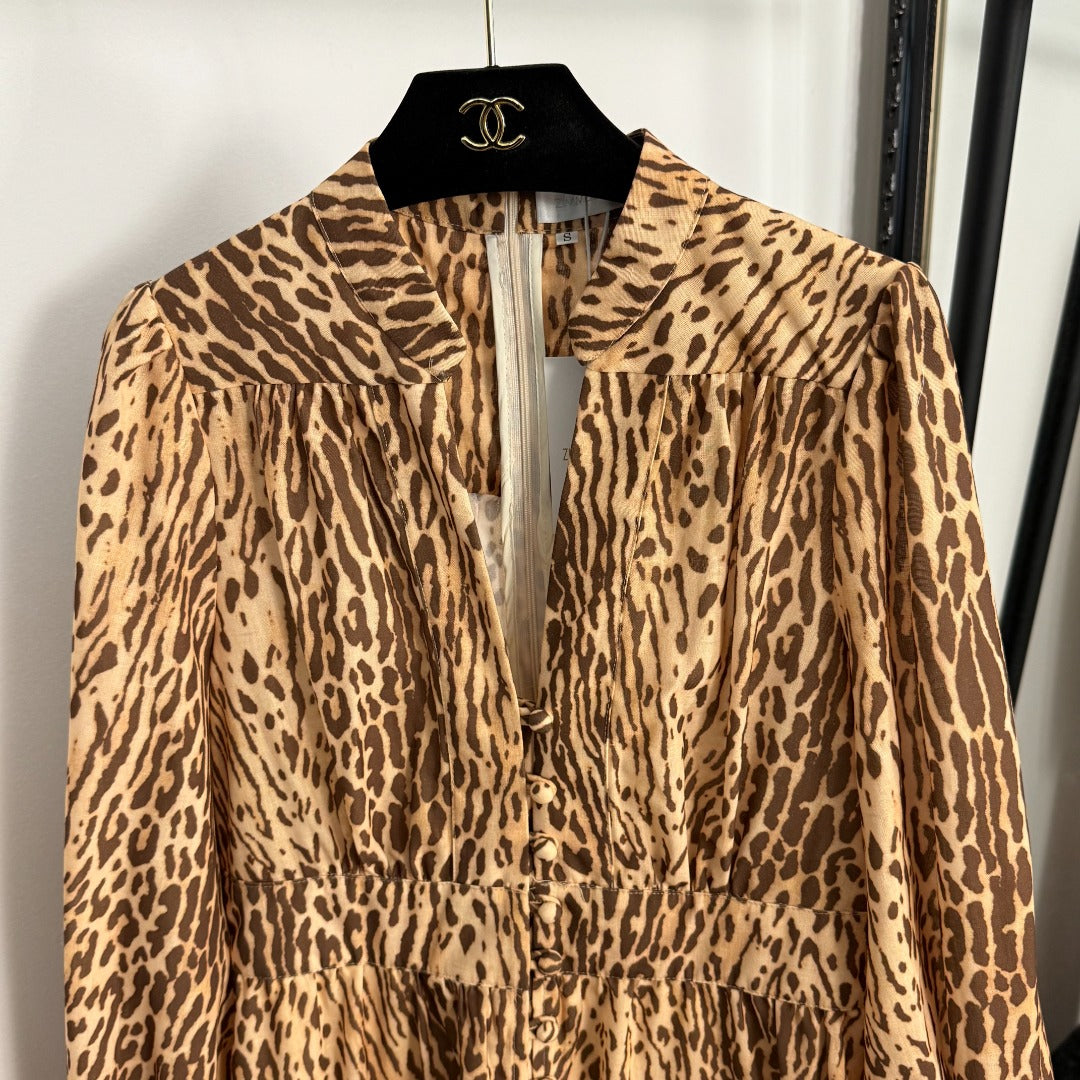 ZIM* leopard print V-neck waist dress