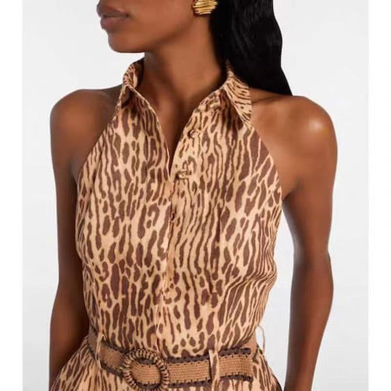 ZIM* leopard print halterneck dress