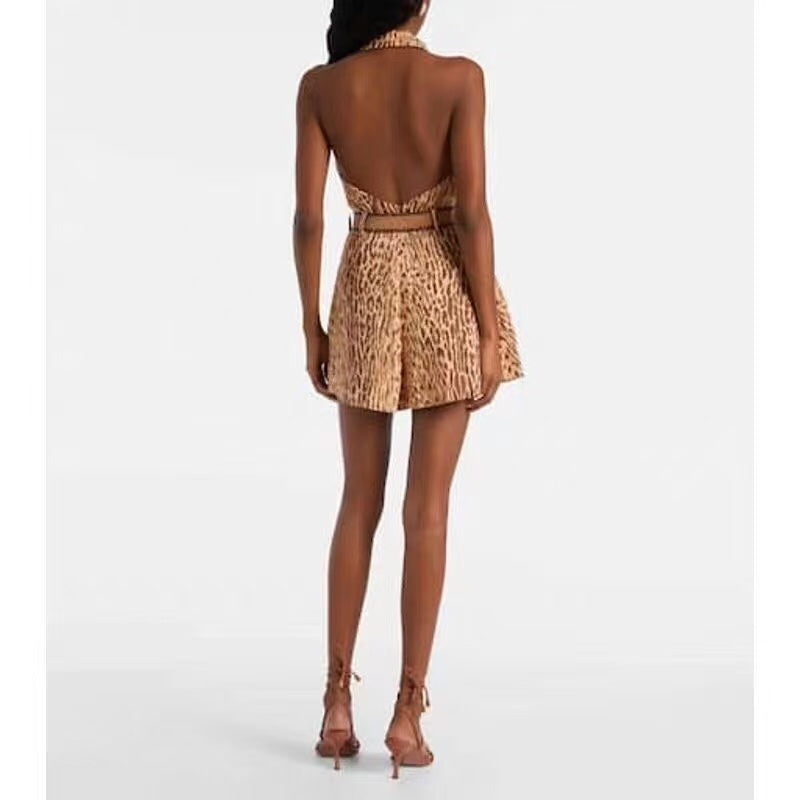 ZIM* leopard print halterneck dress
