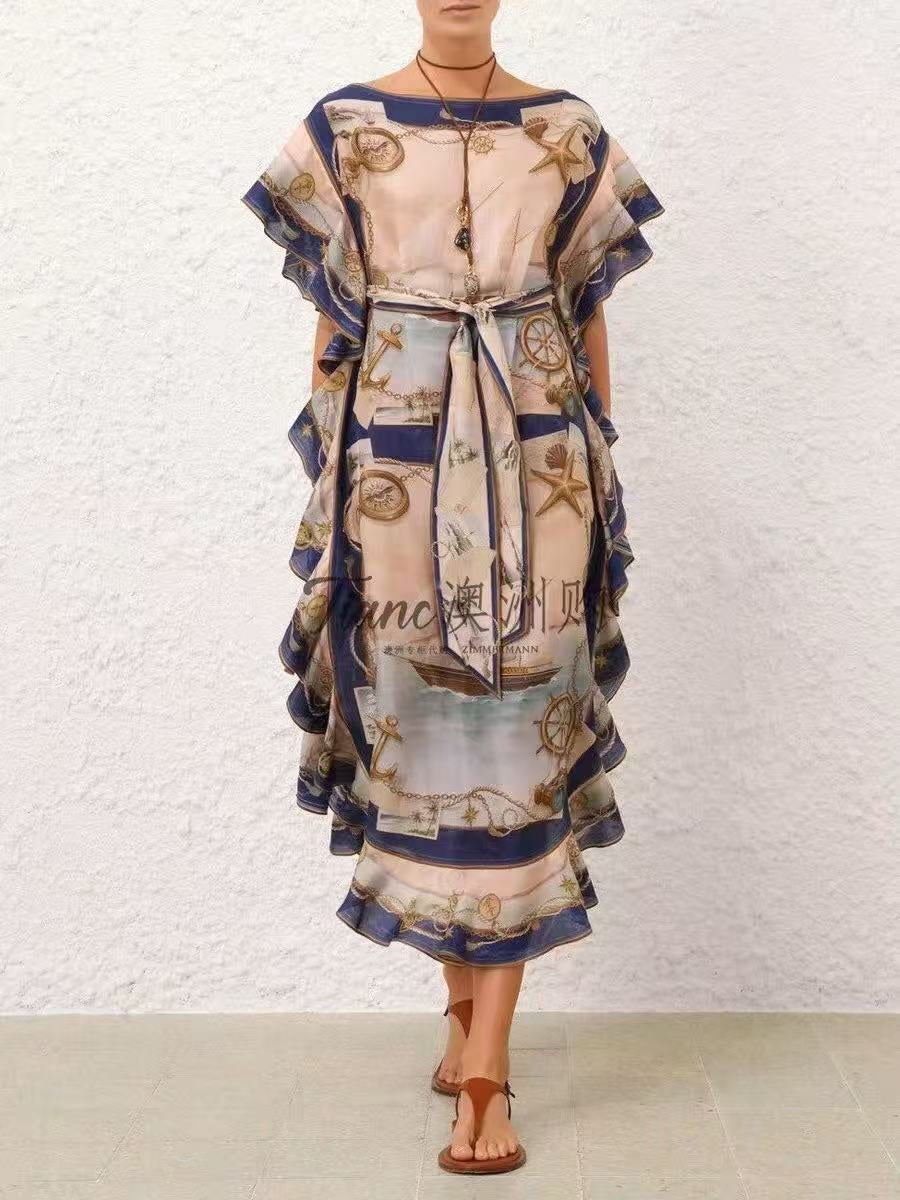 ZIM* Nautical Sailboat Print Dress