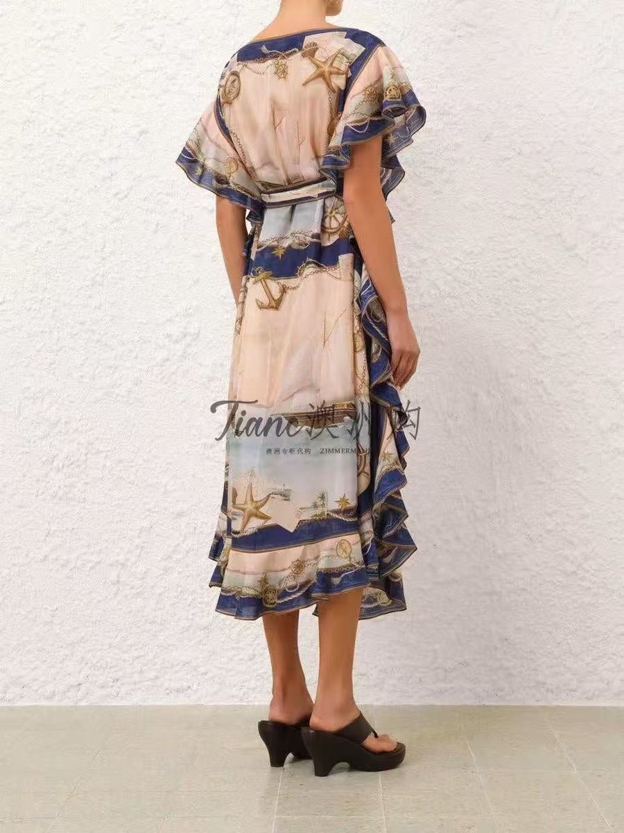 ZIM* Nautical Sailboat Print Dress