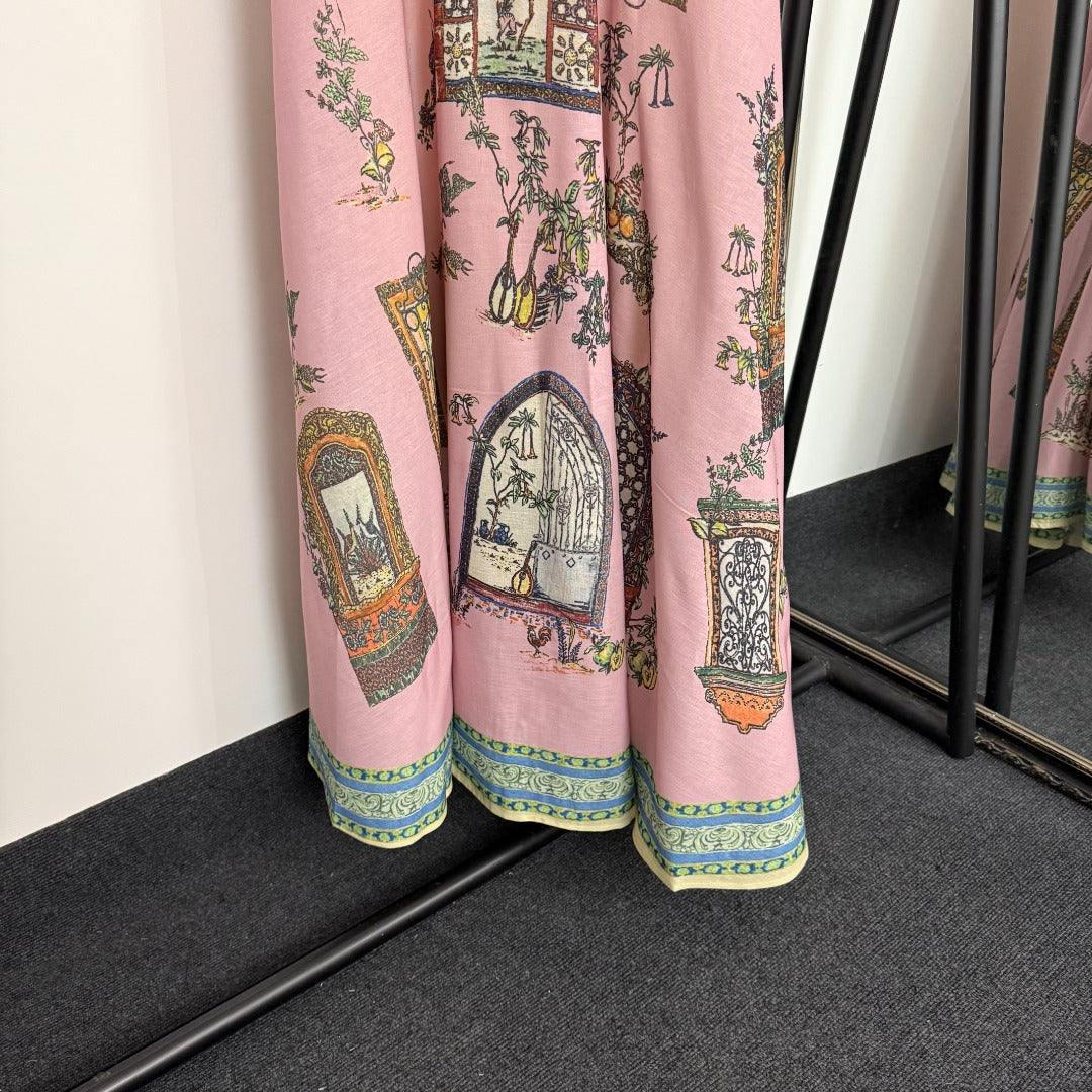 ZIM*European and American flower print suspender dress