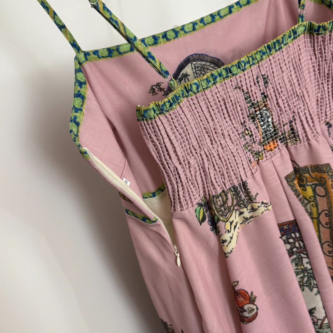 ZIM*European and American flower print suspender dress