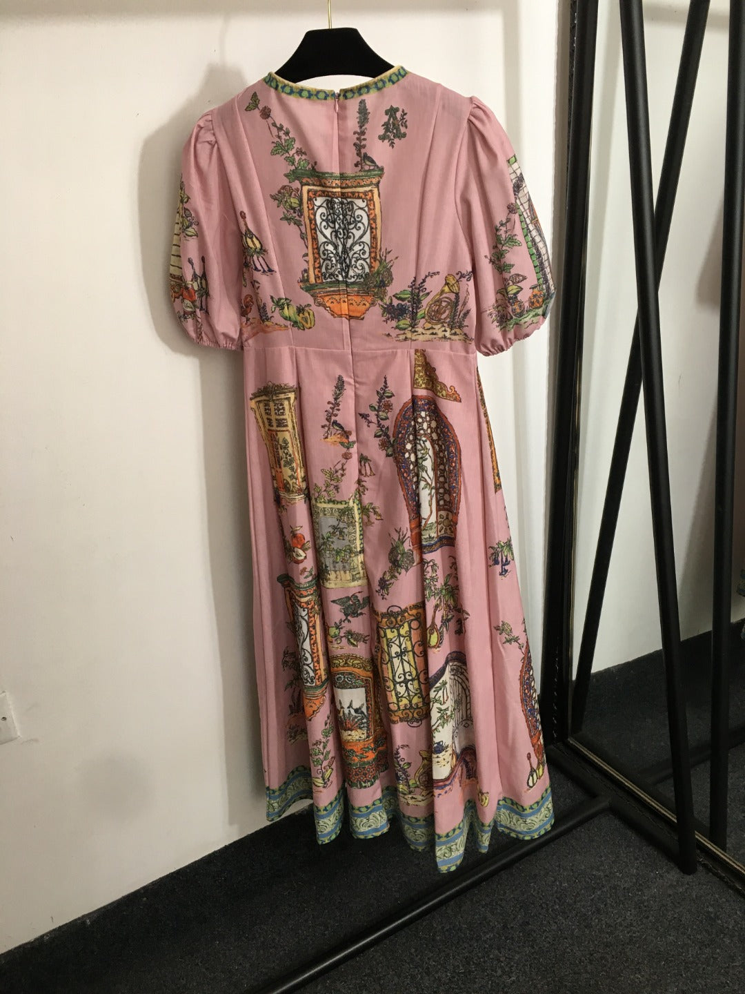 ZIM*European and American flower print puff short sleeve dress