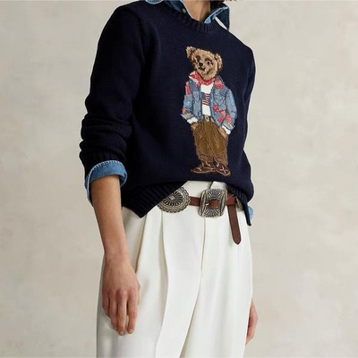 Ralph Laur* bear embroidered sweater