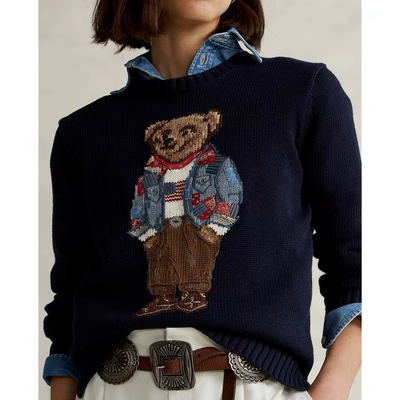 Ralph Laur* bear embroidered sweater