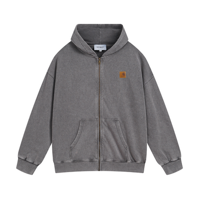 Carhart* washed distressed zip-up hoodie