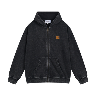 Carhart* washed distressed zip-up hoodie