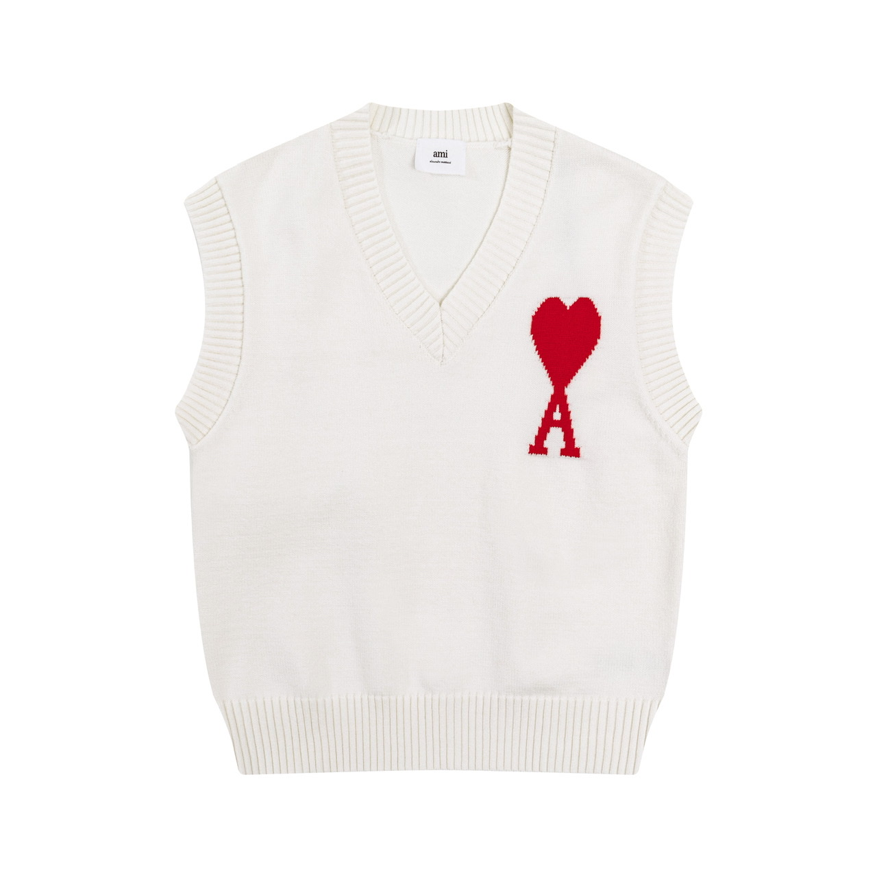 MA* Heart Lettering V-Neck Sleeveless Sweater