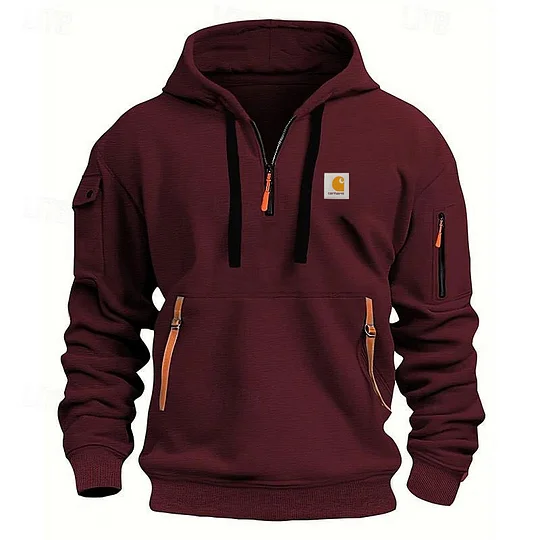 Men's Zipper And Multi Pocket Casual Sport Sweatshirt