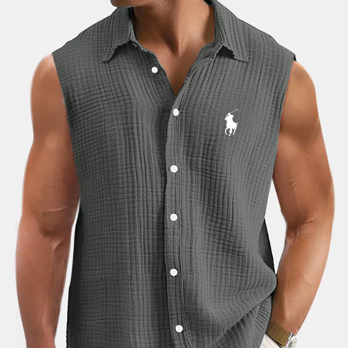 Men's Casual Loose And Comfortable Textured Sleeveless Shirt