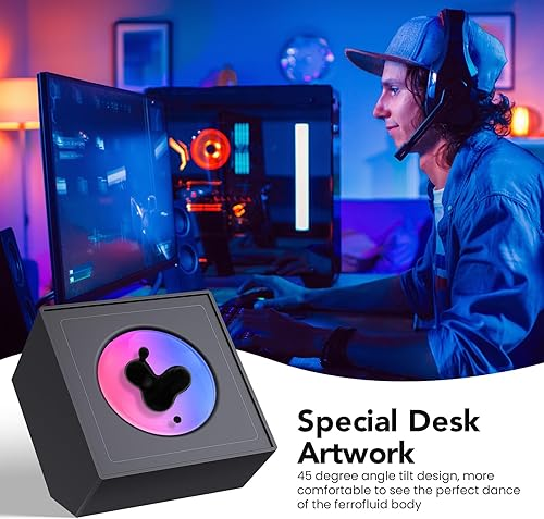 Ferrofluid Music Visualizer, Ferrofluid Rhythm Music Mates, RGB Light Ferrofluid Speaker Music Mate, Dancing Ferrofluid Sculptures for Desk,Office,Bedroom