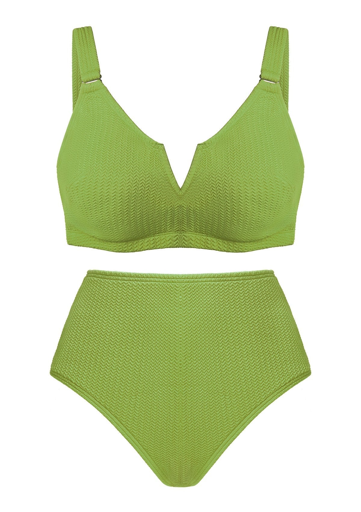 V-wire Plunge Textured Two-piece Bikini Set
