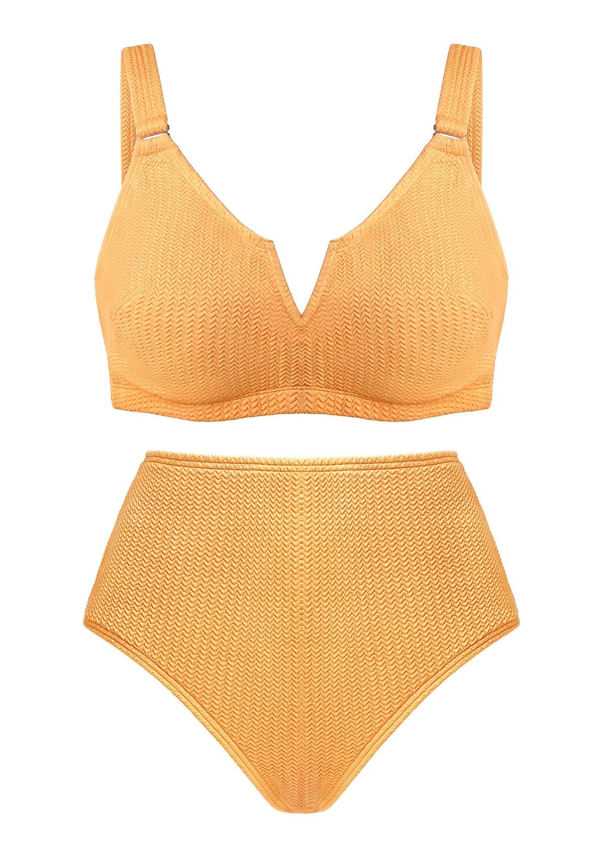 V-wire Plunge Textured Two-piece Bikini Set