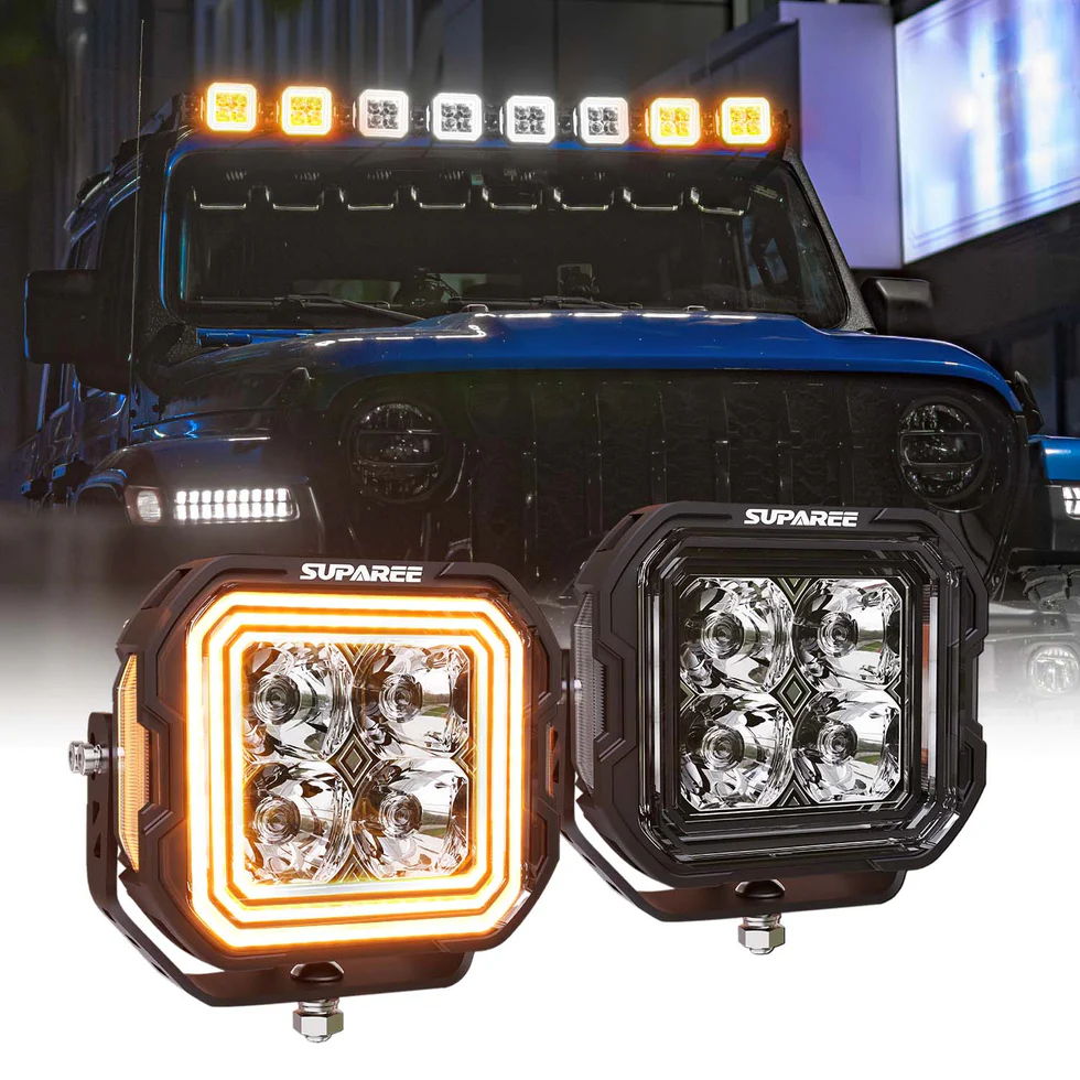 SUPAREE HYPER 5″ LED Off-Road Lights | IP68/69K Waterproof, DRL & Stepped Halo Twin Kit