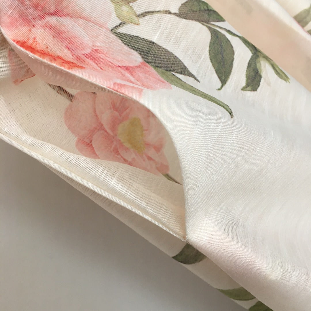 Zim** new three-dimensional flower decoration pink flower print tie waist short sleeve dress
